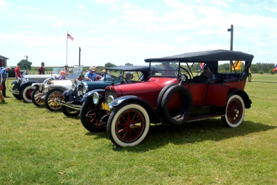 Display of antique cars that drove in to see the show