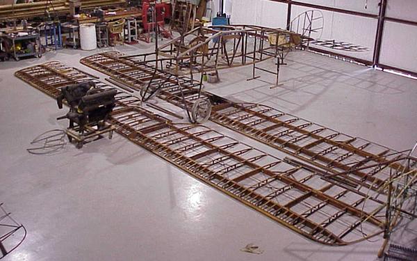 Bristol parts laid out on hangar floor