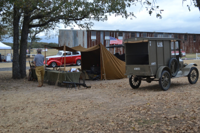 WWI weapons display and Model T utility truck