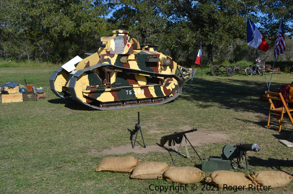 French and American camp with Renault tank