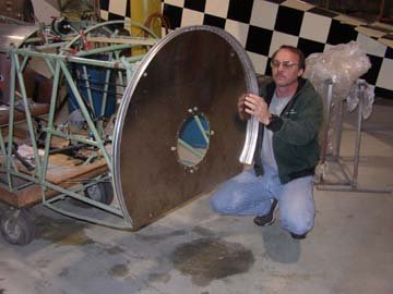 Greg Solberg working on the firewall
