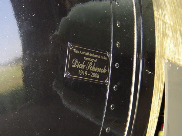 Memorial plate on cowling