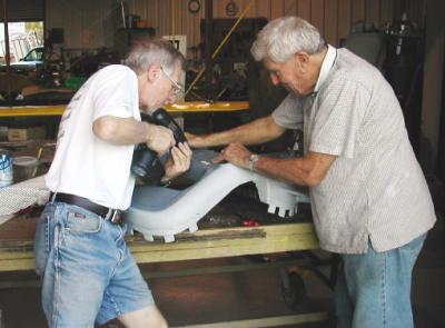 Dick and Ron working
on the false radiator
