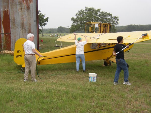 Washing the Piper Cub