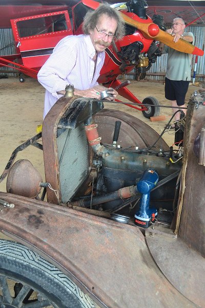 Repairing the Model T wrecker's fan pulley