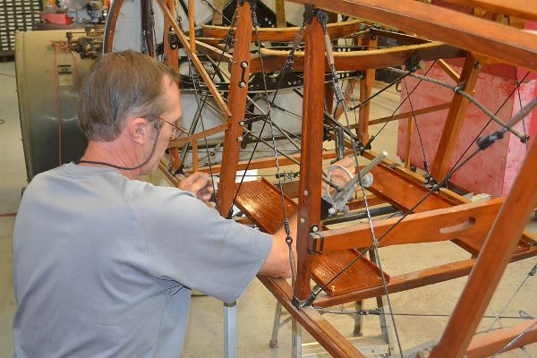 Steve Richardson fitting the Thomas-Morse floorboards