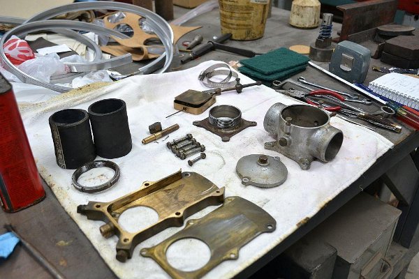 LeRhone carburator, disassembled