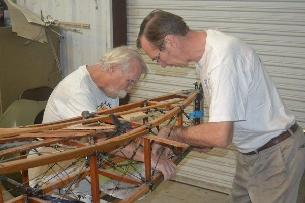 Working on Thomas-Morse fuselage