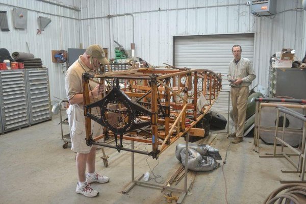 Working on the Thomas-Morse Scout fuselage