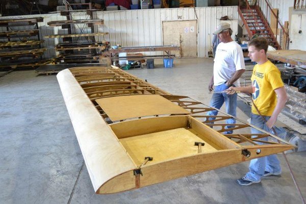 Cleaning the Rearwin's wing