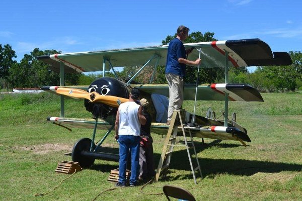 Steve and Kurt washing the Fokker Triplane