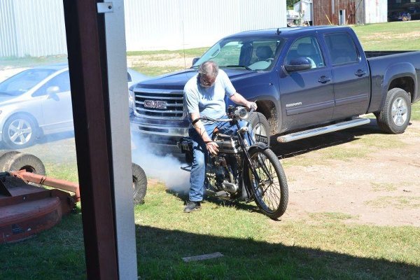 Kevin fogging the area with the Triumph