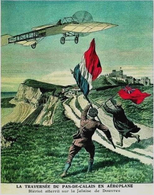 Contemporary illustration of Blériot's arrival at Dover